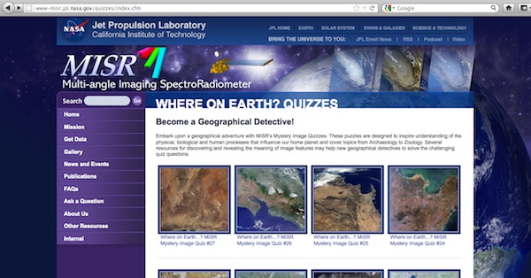 Juego online de geografía del Jet Propulsion Laboratory