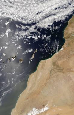 Figura 2. Imagen de MODIS, a bordo del satélite Terra (NASA). 24 de mayo de 2013.