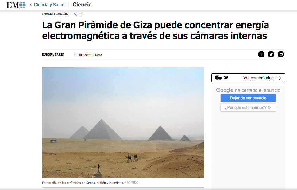 Gran Pirámide de Giza radiación electromagnética